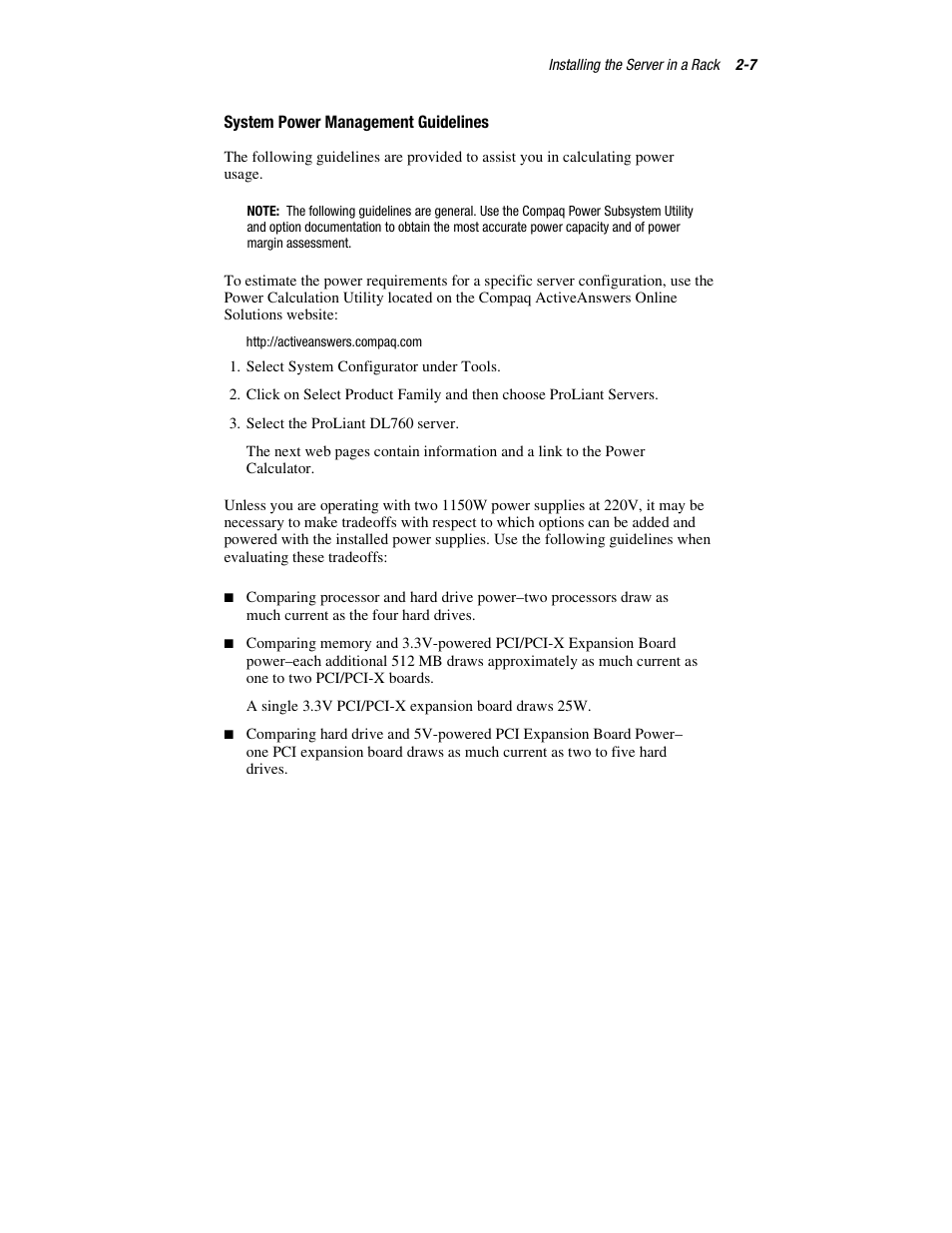 System power management guidelines | HP ProLiant DL760 Server User Manual | Page 41 / 229