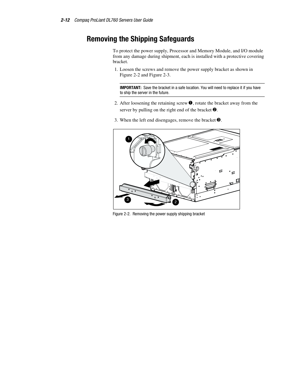 Removing the shipping safeguards, Removing the shipping safeguards -12 | HP ProLiant DL760 Server User Manual | Page 46 / 229