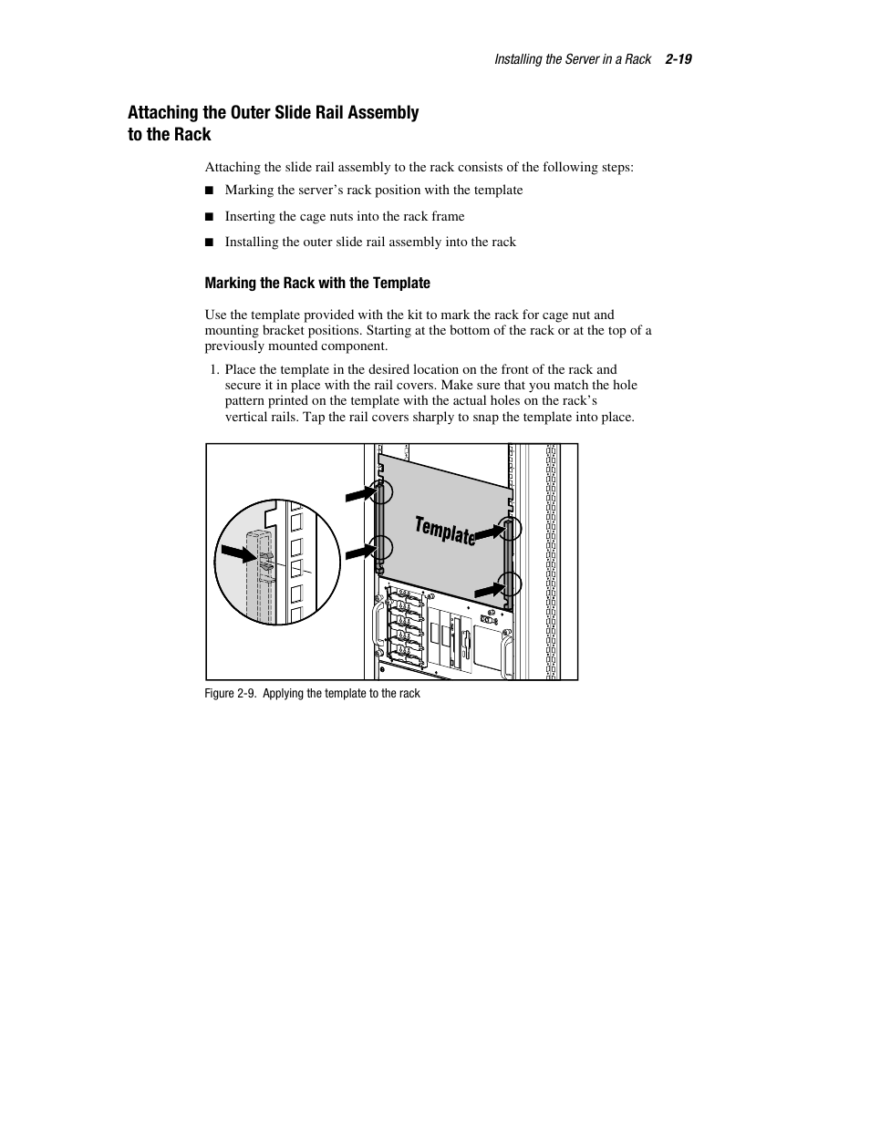 Marking the rack with the template | HP ProLiant DL760 Server User Manual | Page 53 / 229