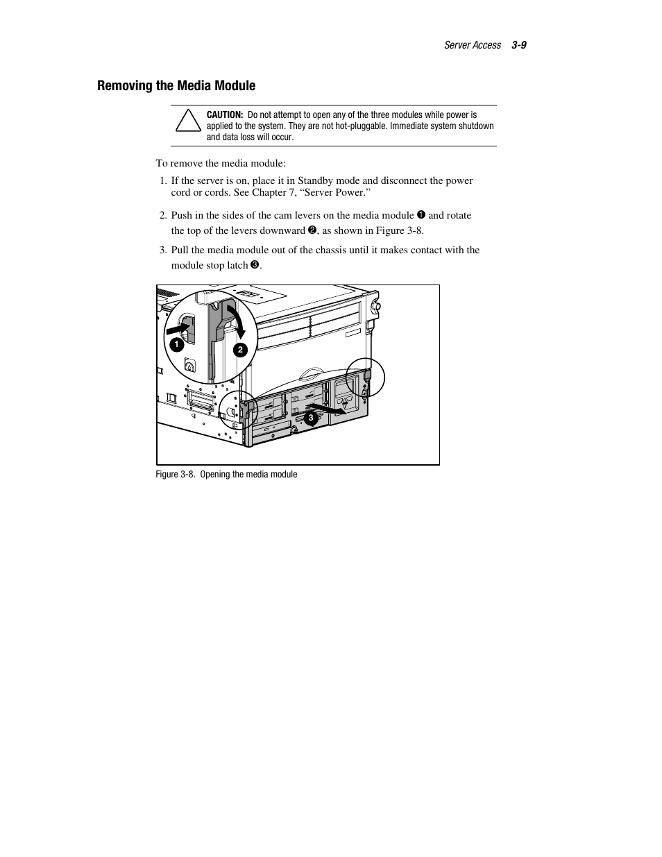 Removing the media module, Removing the media module -9 | HP ProLiant DL760 Server User Manual | Page 72 / 229