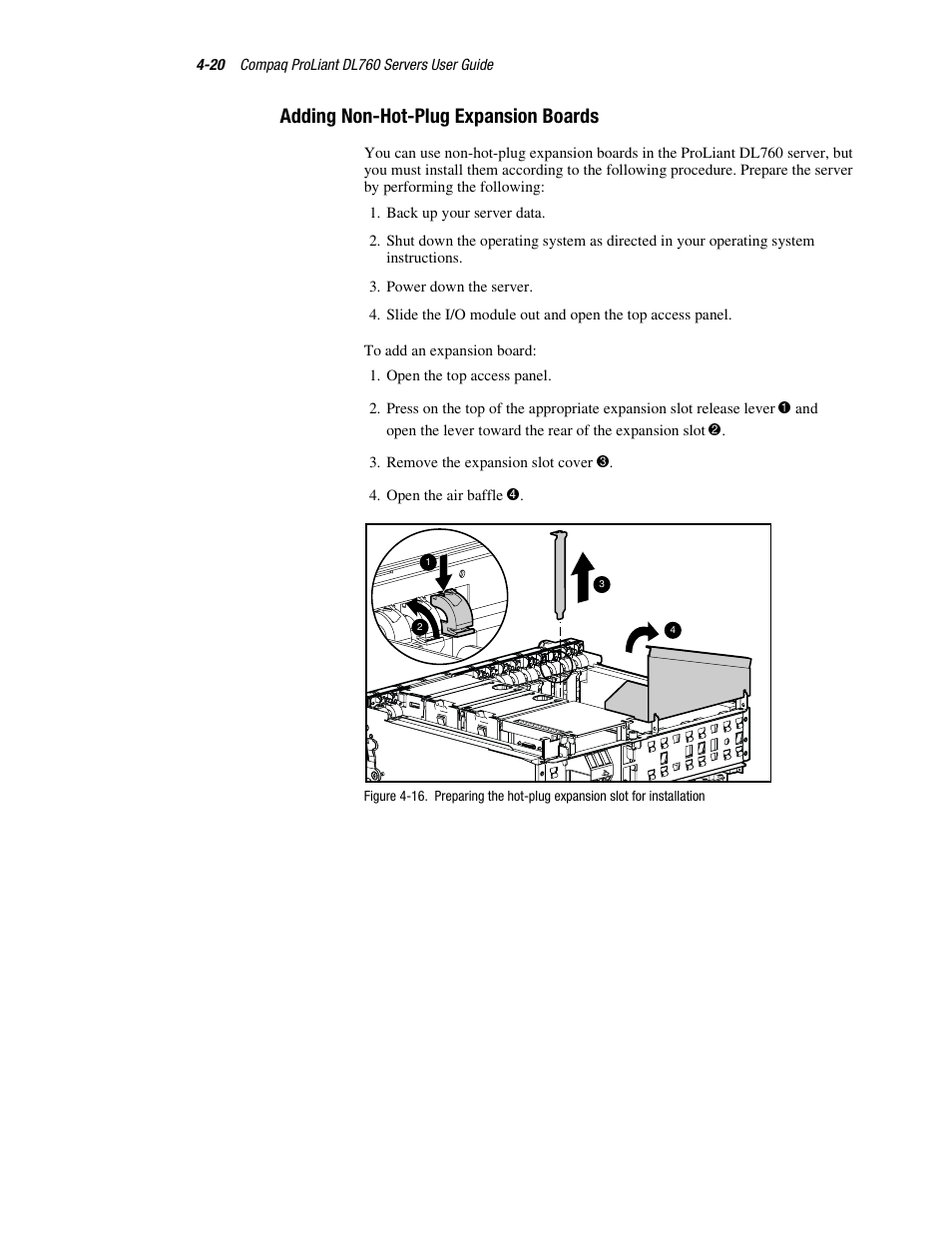 Adding non-hot-plug expansion boards, Adding non-hot plug expansion boards -20 | HP ProLiant DL760 Server User Manual | Page 94 / 229