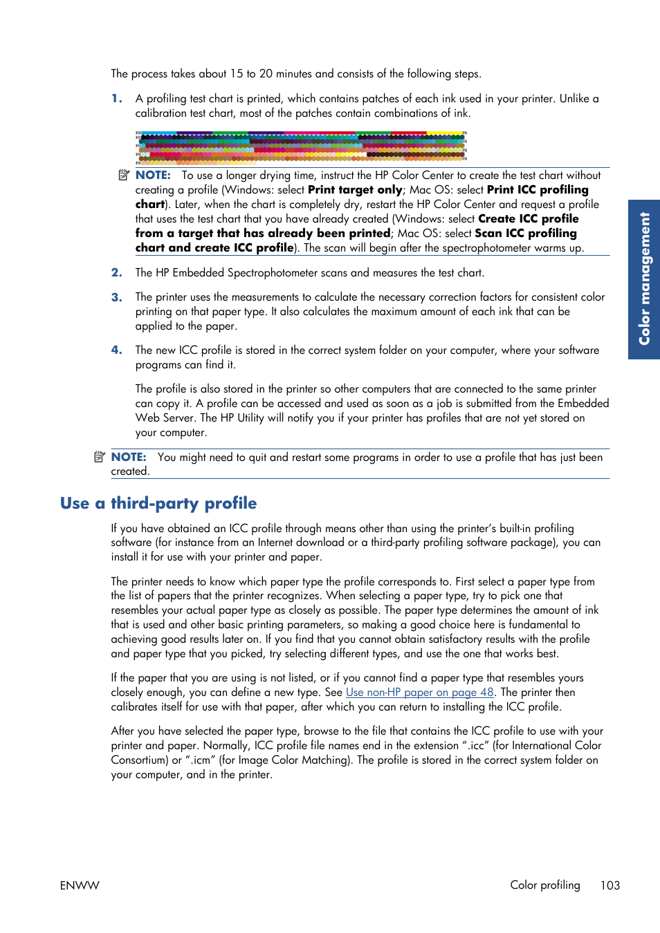 Use a third-party profile | HP Designjet Z6200 Photo Printer User Manual | Page 111 / 220