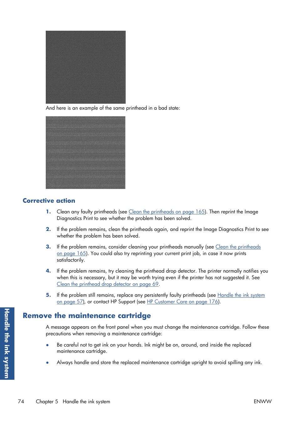 Corrective action, Remove the maintenance cartridge | HP Designjet Z6200 Photo Printer User Manual | Page 82 / 220