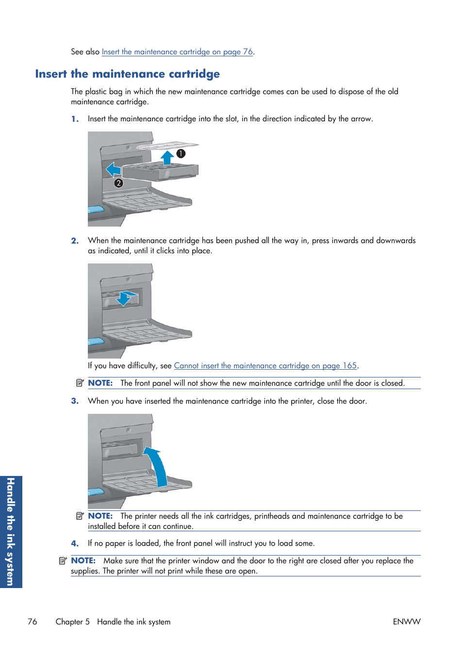 Insert the maintenance cartridge | HP Designjet Z6200 Photo Printer User Manual | Page 84 / 220