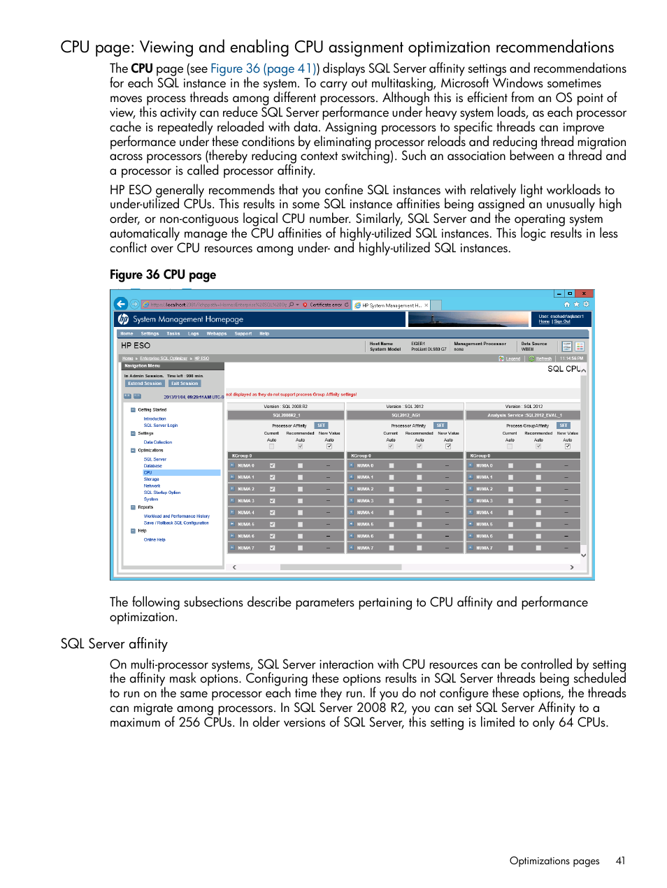 Sql server affinity | HP ProLiant DL980 G7 Server User Manual | Page 41 / 57