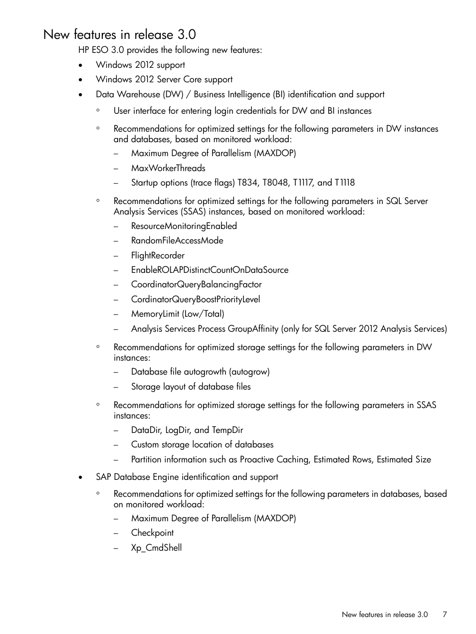 New features in release 3.0 | HP ProLiant DL980 G7 Server User Manual | Page 7 / 57