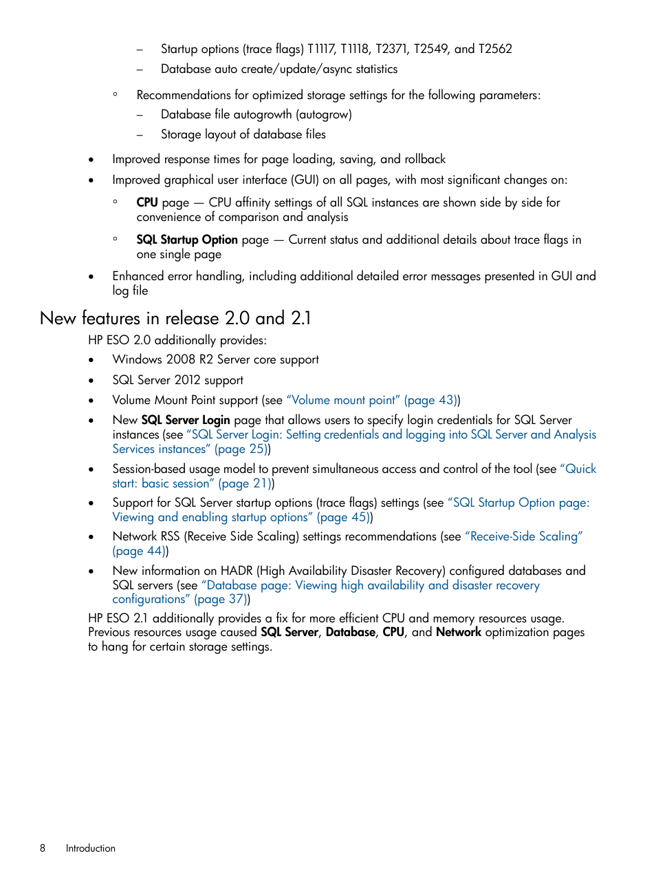 New features in release 2.0 and 2.1 | HP ProLiant DL980 G7 Server User Manual | Page 8 / 57