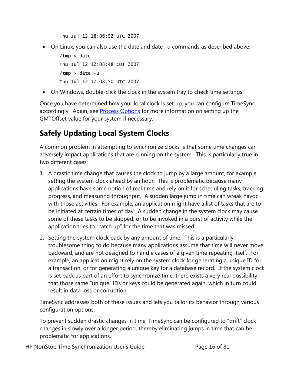 Safely updating local system clocks | HP NonStop G-Series User Manual | Page 16 / 81