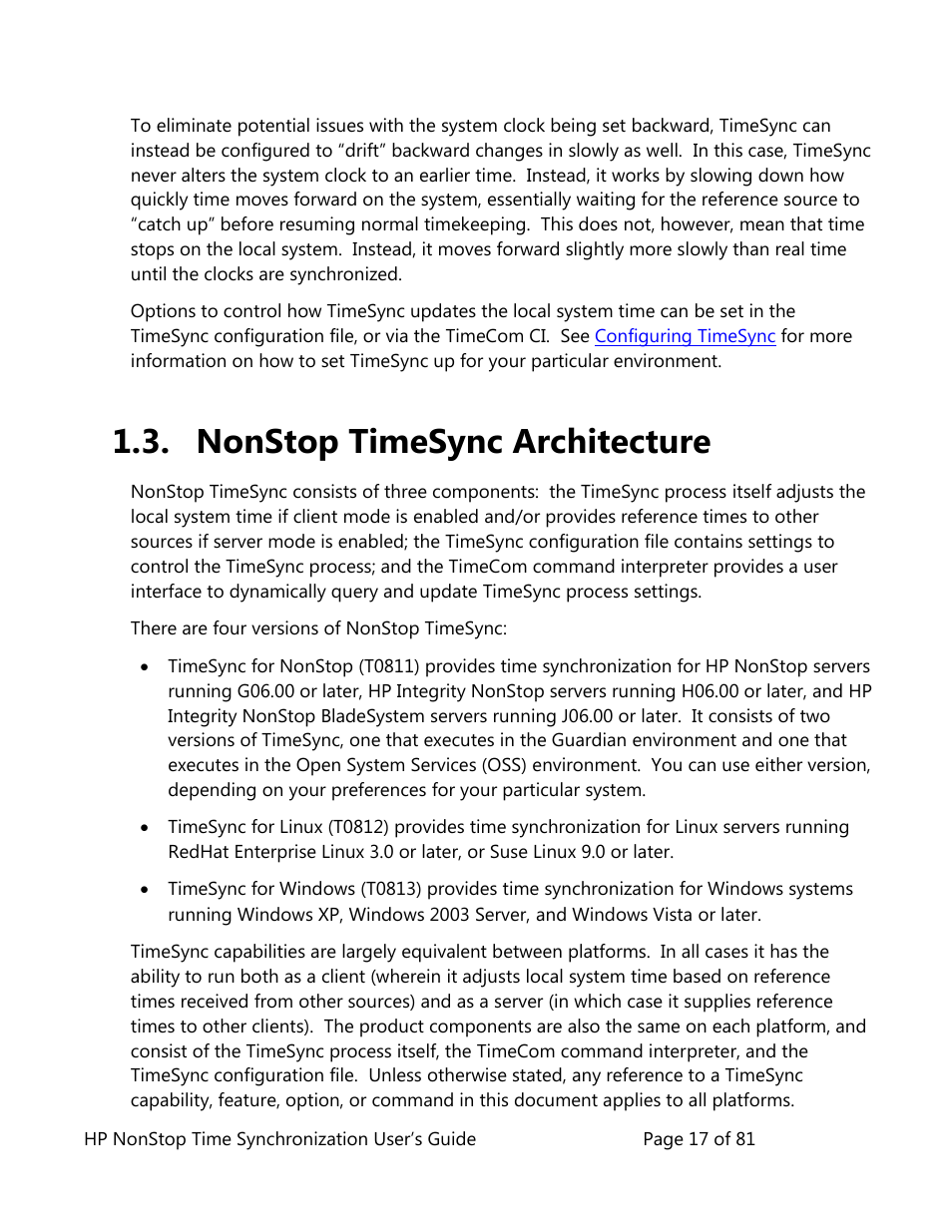 Nonstop timesync architecture | HP NonStop G-Series User Manual | Page 17 / 81