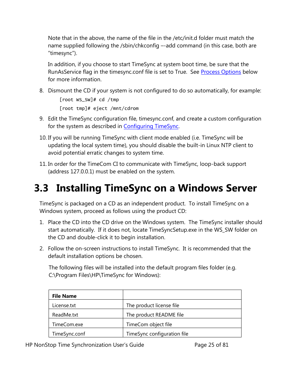 Installing timesync on a windows server, 3 installing timesync on a windows server | HP NonStop G-Series User Manual | Page 25 / 81