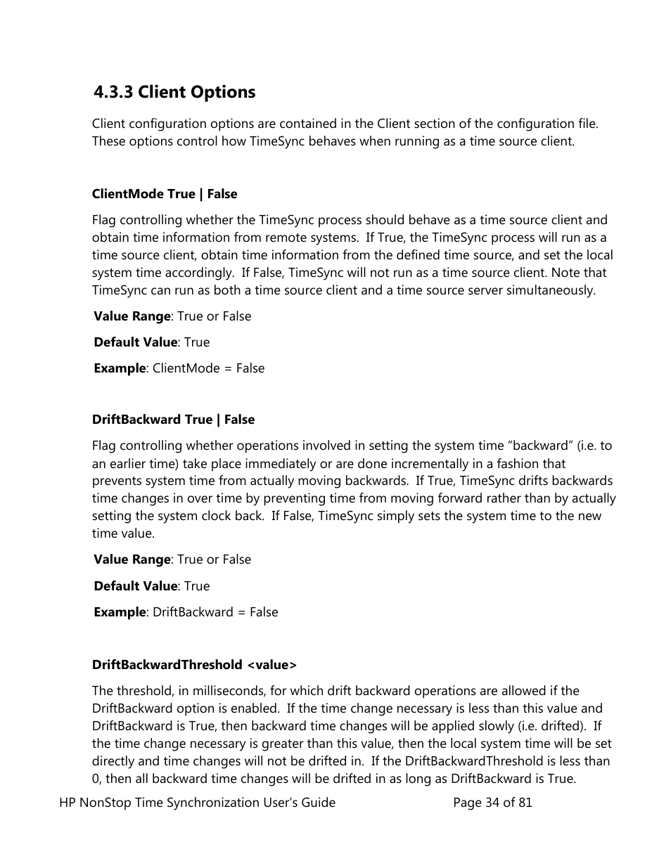 Client options, 3 client options | HP NonStop G-Series User Manual | Page 34 / 81