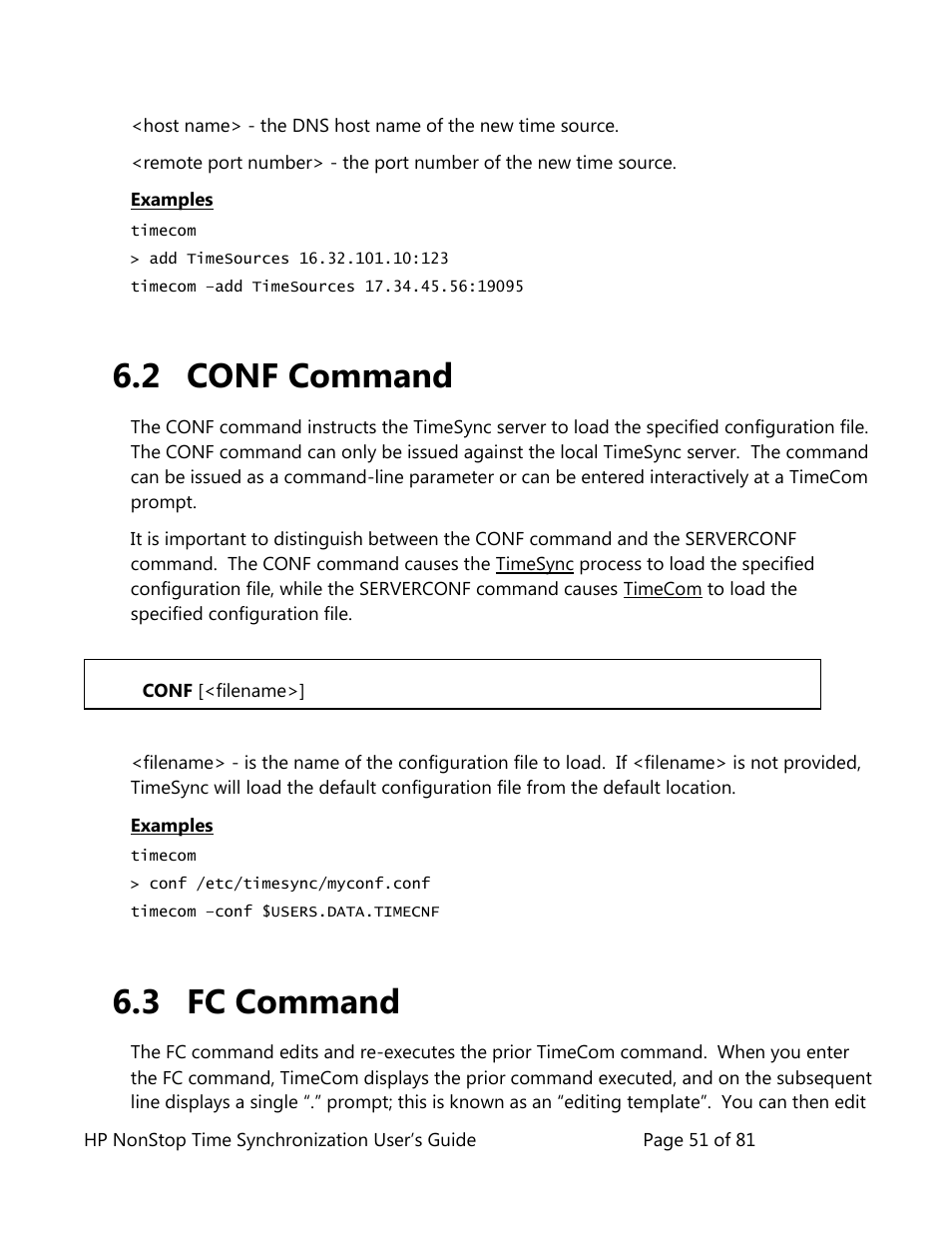 Conf command, Fc command, 2 conf command | 3 fc command | HP NonStop G-Series User Manual | Page 51 / 81