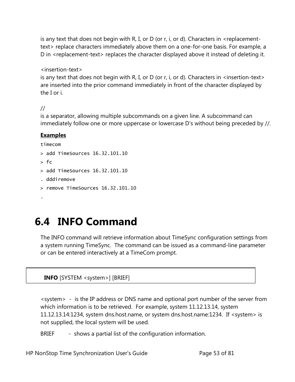 Info command, 4 info command | HP NonStop G-Series User Manual | Page 53 / 81