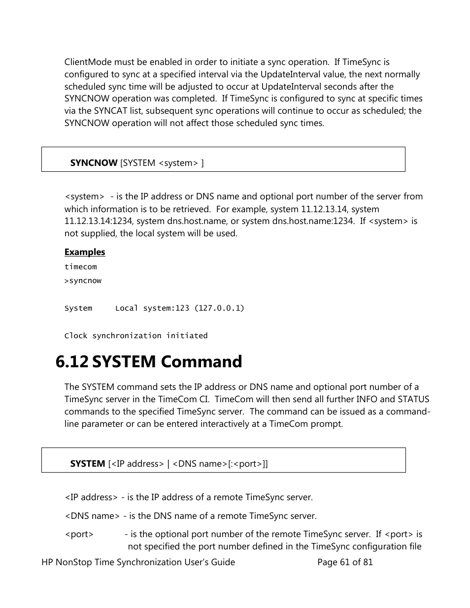 System command, 12 system command | HP NonStop G-Series User Manual | Page 61 / 81