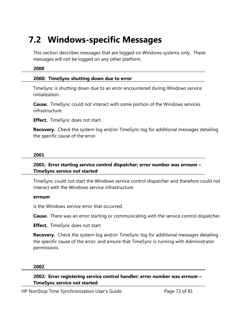 Windows-specific messages, 2 windows-specific messages | HP NonStop G-Series User Manual | Page 72 / 81