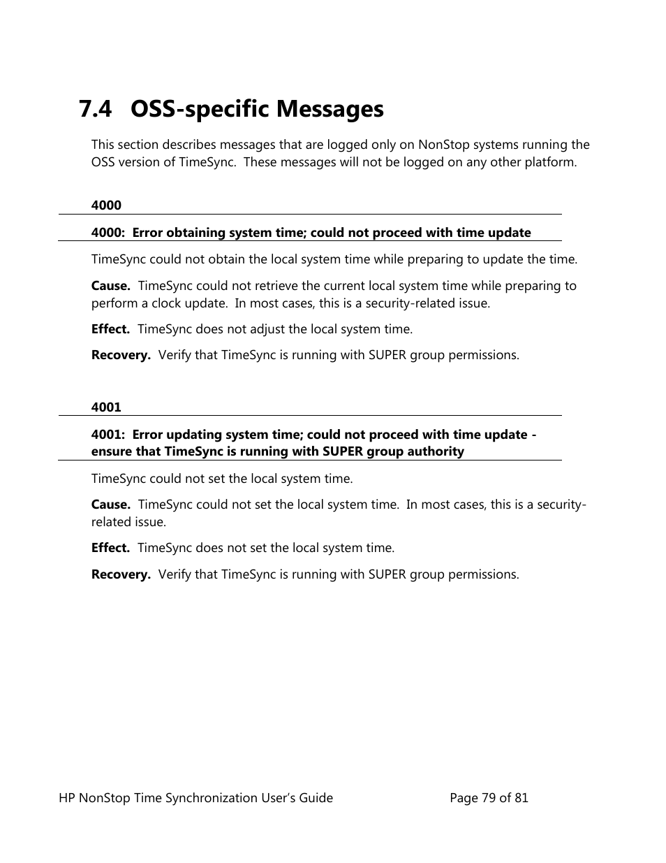 Oss-specific messages, 4 oss-specific messages | HP NonStop G-Series User Manual | Page 79 / 81