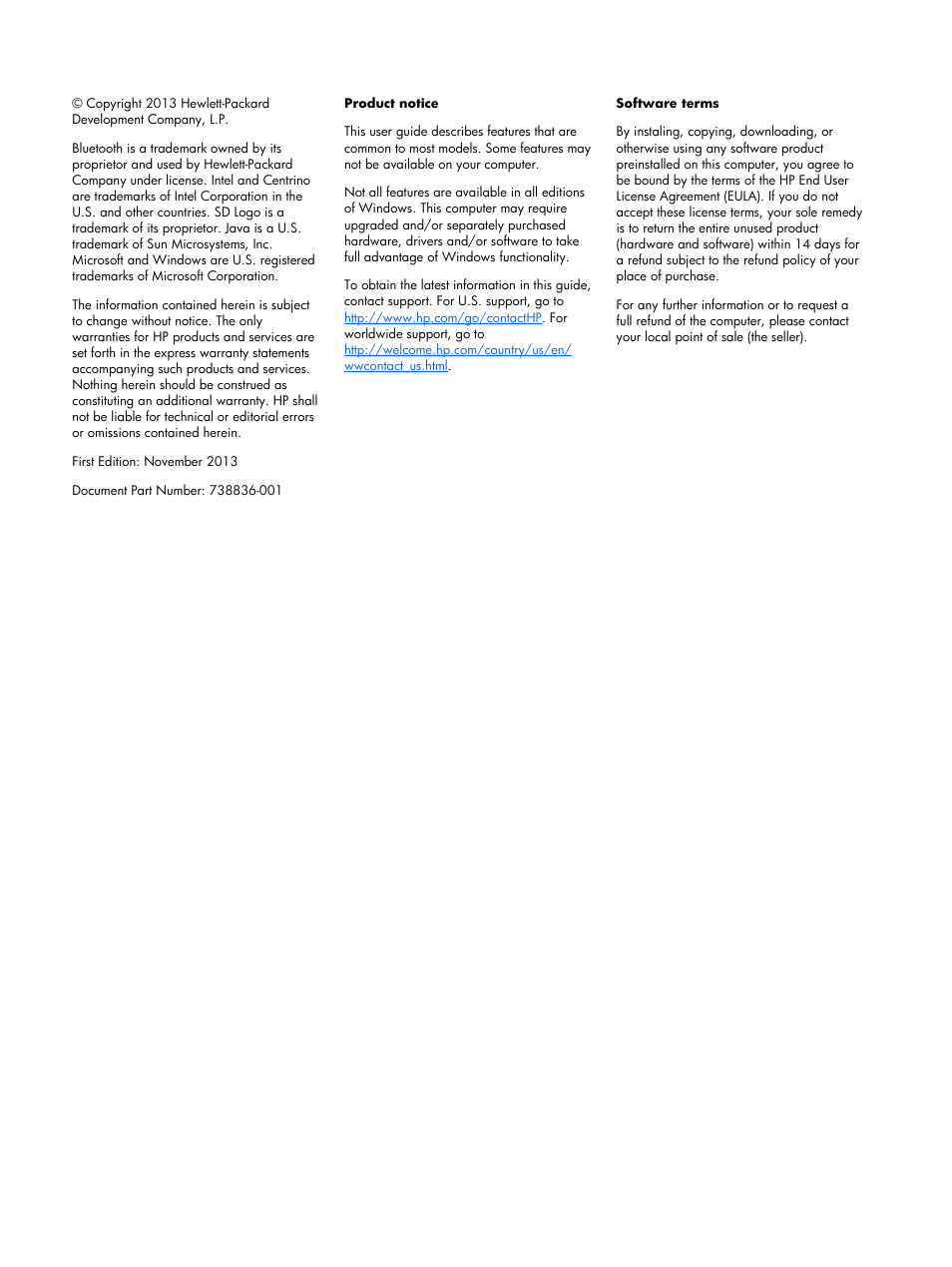 HP EliteBook Folio 1040 G1 Notebook PC User Manual | Page 2 / 101