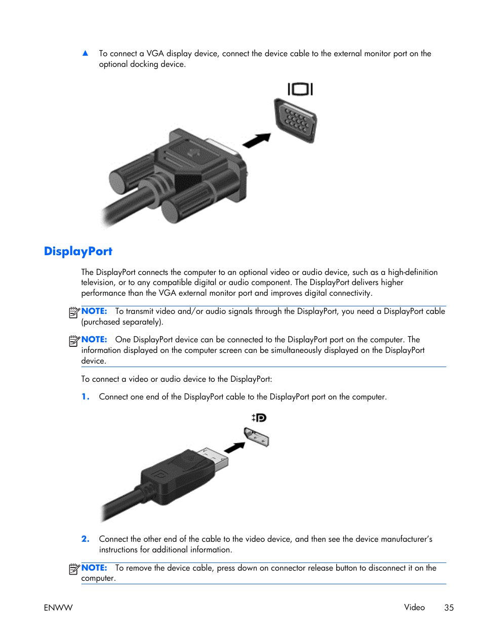 Displayport | HP EliteBook Folio 1040 G1 Notebook PC User Manual | Page 45 / 101