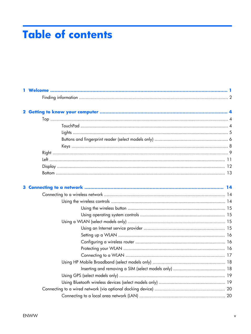HP EliteBook Folio 1040 G1 Notebook PC User Manual | Page 5 / 101