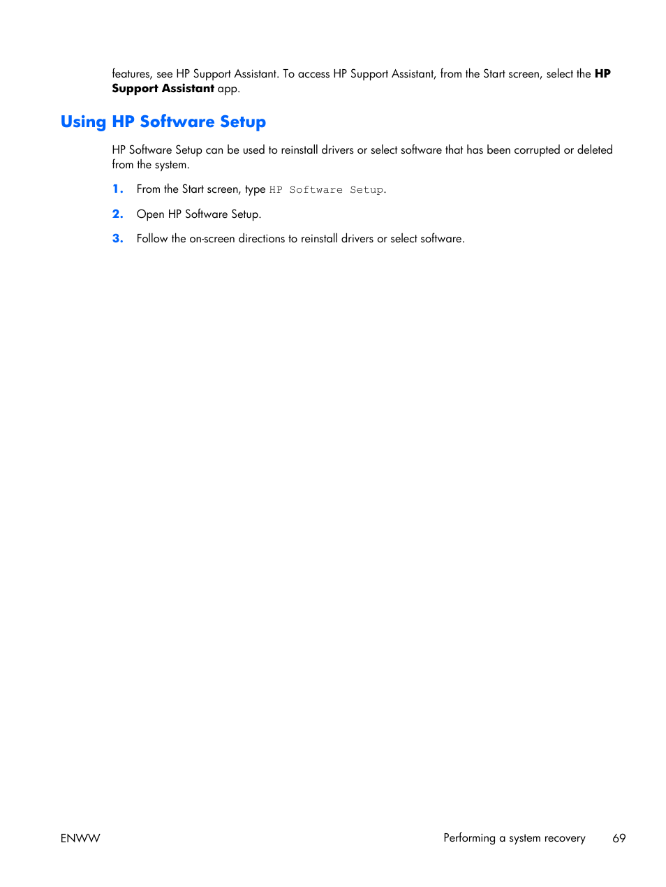 Using hp software setup | HP EliteBook Folio 1040 G1 Notebook PC User Manual | Page 79 / 101