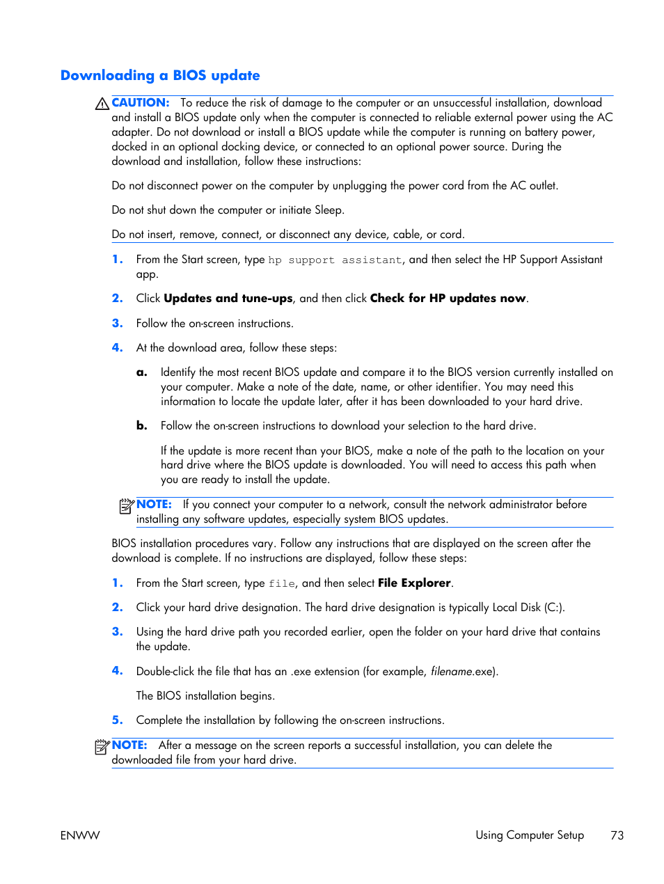 Downloading a bios update | HP EliteBook Folio 1040 G1 Notebook PC User Manual | Page 83 / 101
