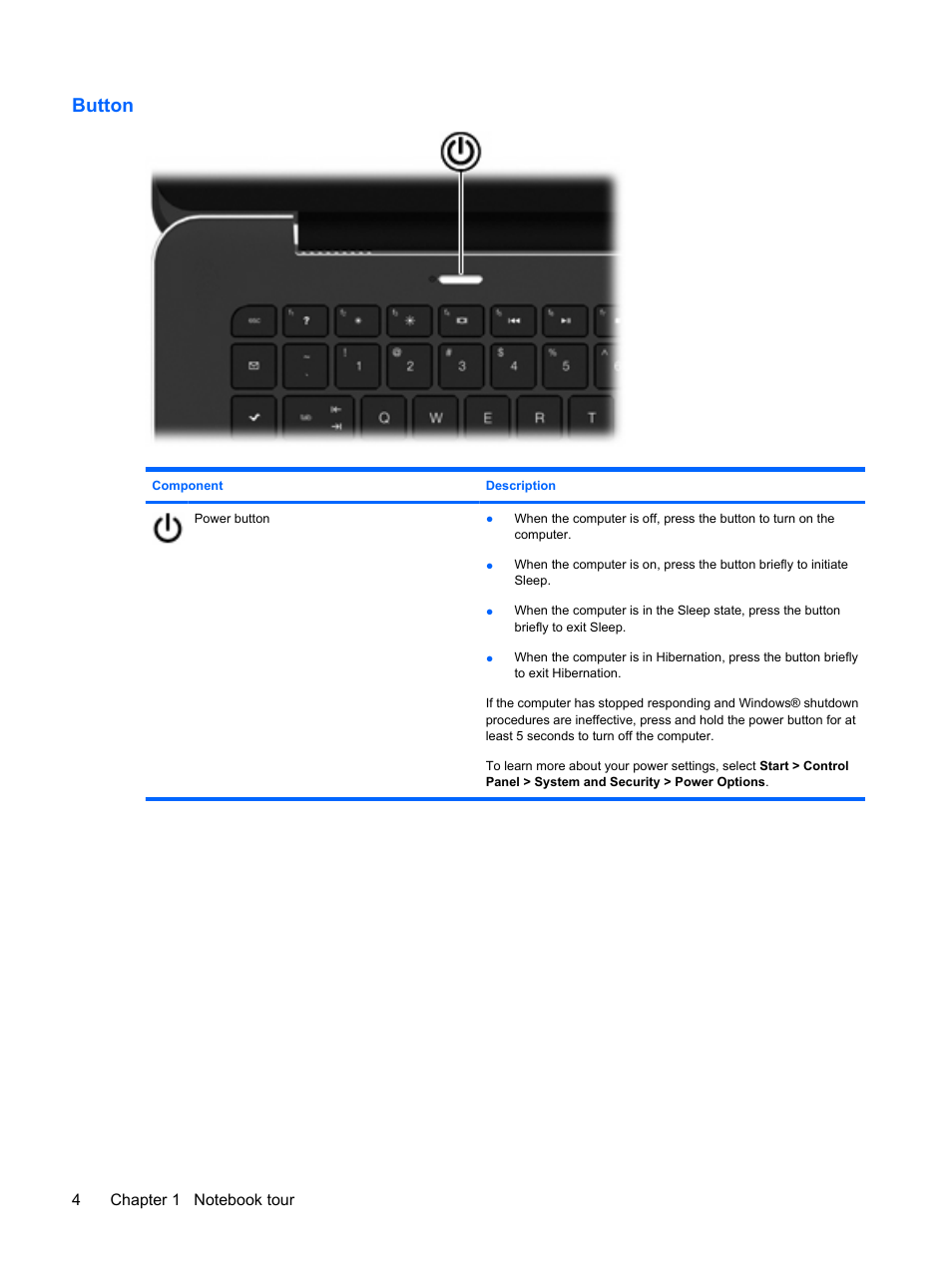 Button | HP Envy 15-1002xx Notebook PC User Manual | Page 14 / 112