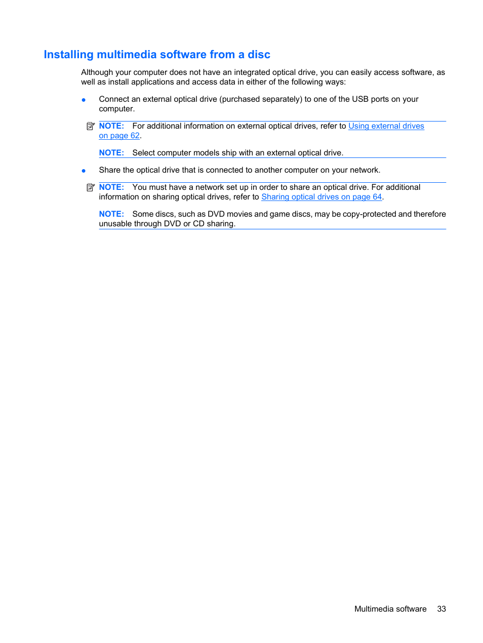 Installing multimedia software from a disc | HP Envy 15-1002xx Notebook PC User Manual | Page 43 / 112