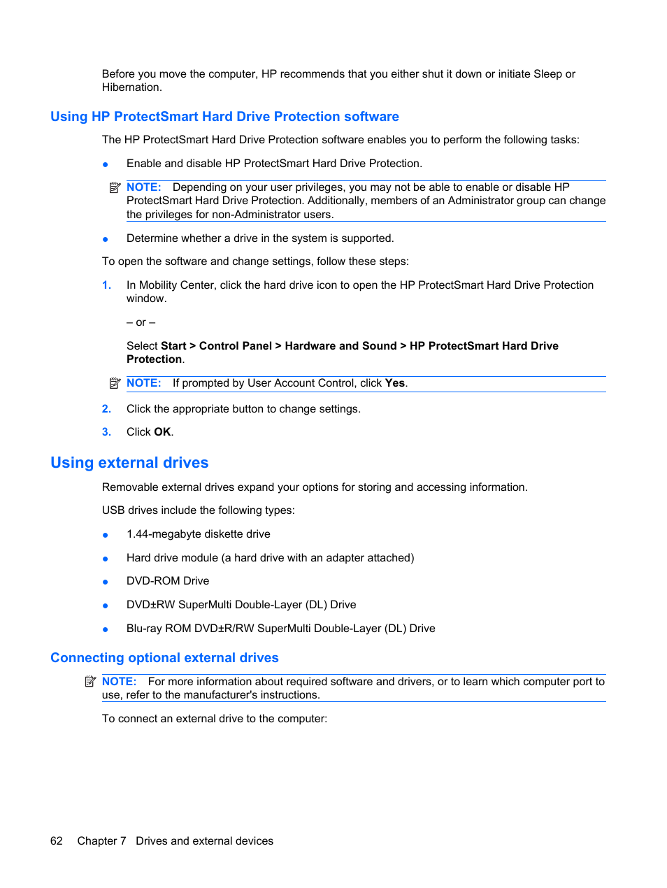 Using external drives, Connecting optional external drives | HP Envy 15-1002xx Notebook PC User Manual | Page 72 / 112