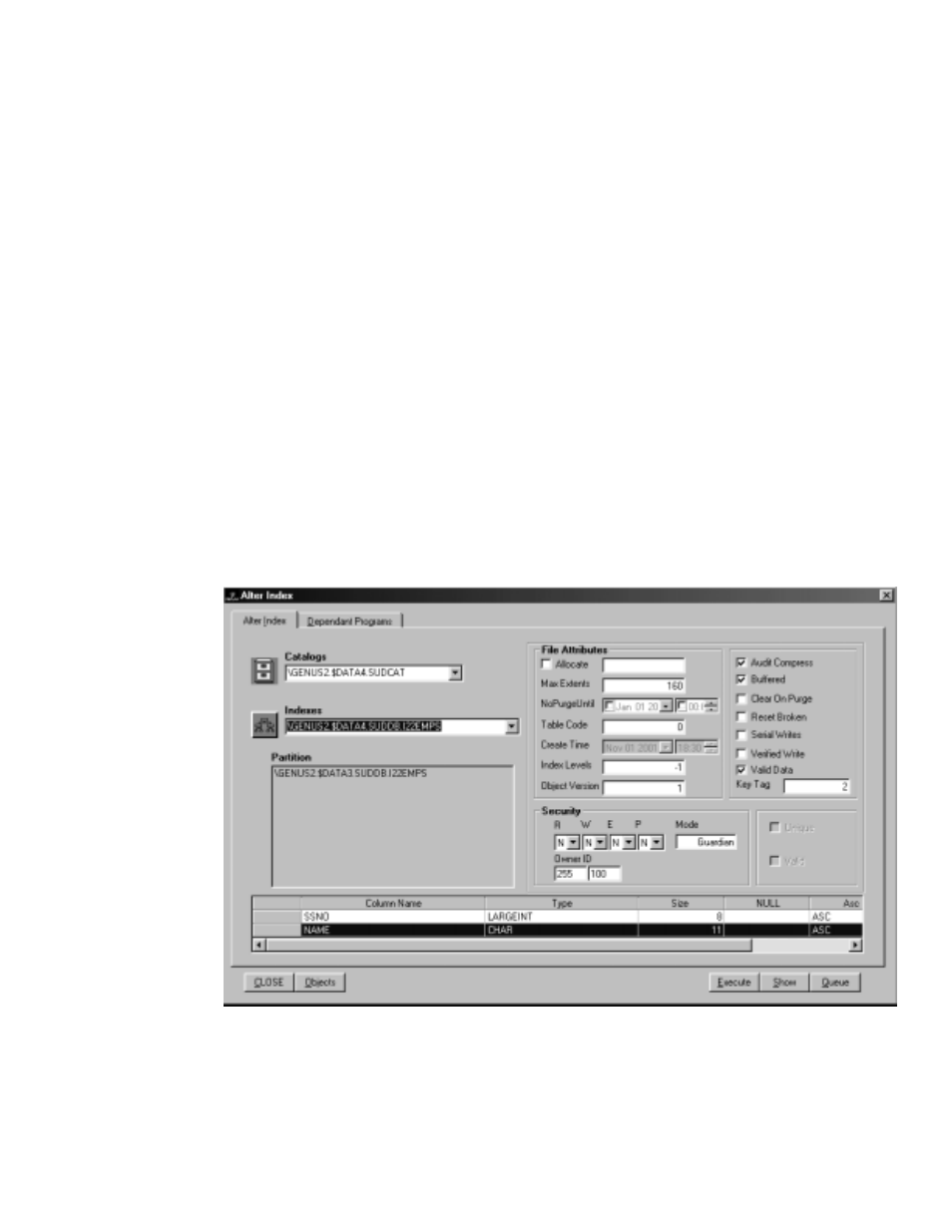 Altering an index | HP NonStop G-Series User Manual | Page 197 / 262