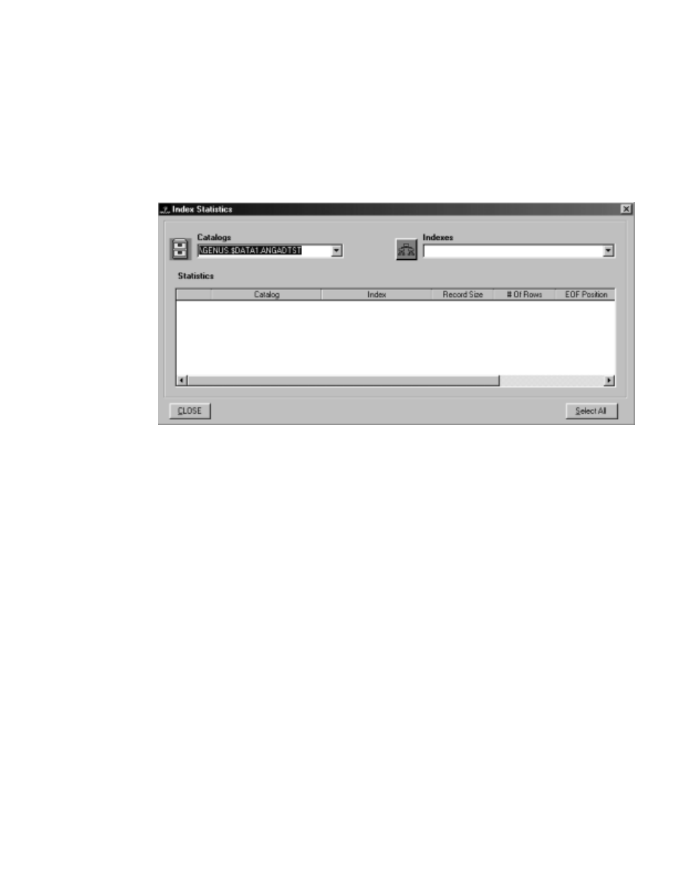 Viewing index statistics | HP NonStop G-Series User Manual | Page 205 / 262