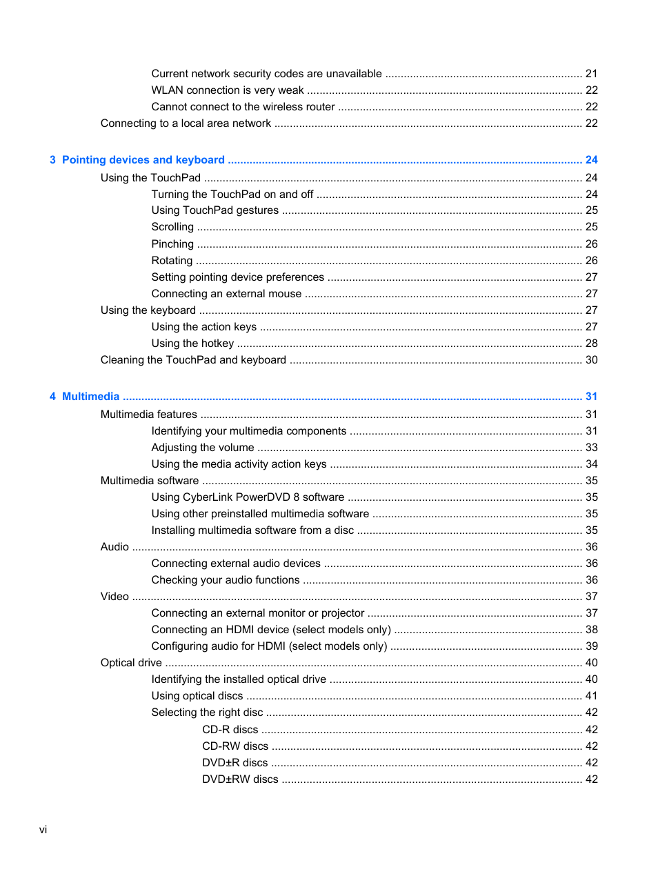 HP Compaq Presario CQ42-152TU Notebook PC User Manual | Page 6 / 124