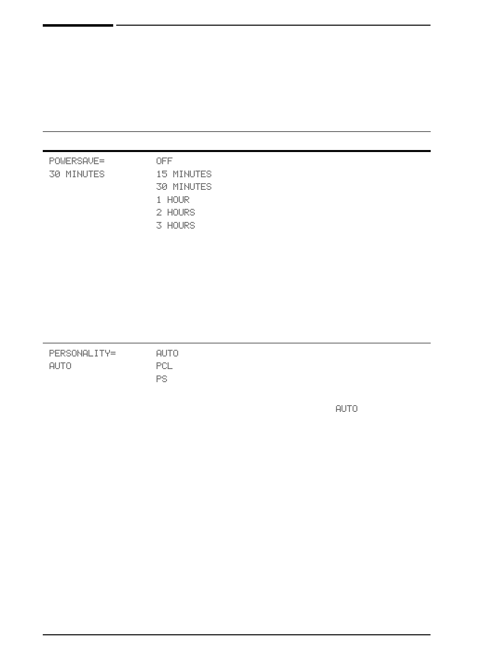 Configuration menu | HP LaserJet 5000 Printer series User Manual | Page 156 / 204