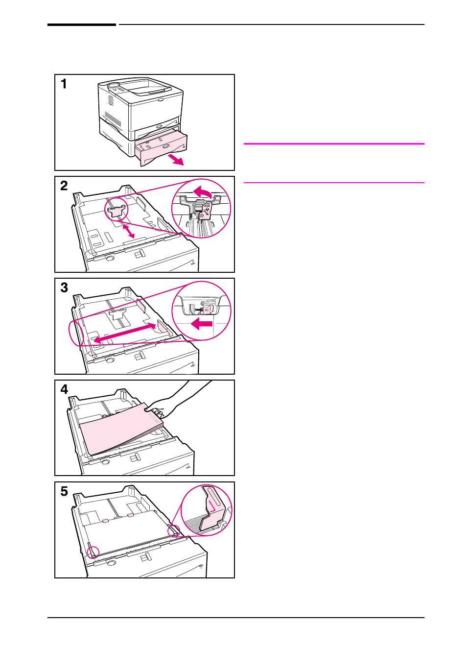 Loading the 500-sheet tray (optional) | HP LaserJet 5000 Printer series User Manual | Page 45 / 204