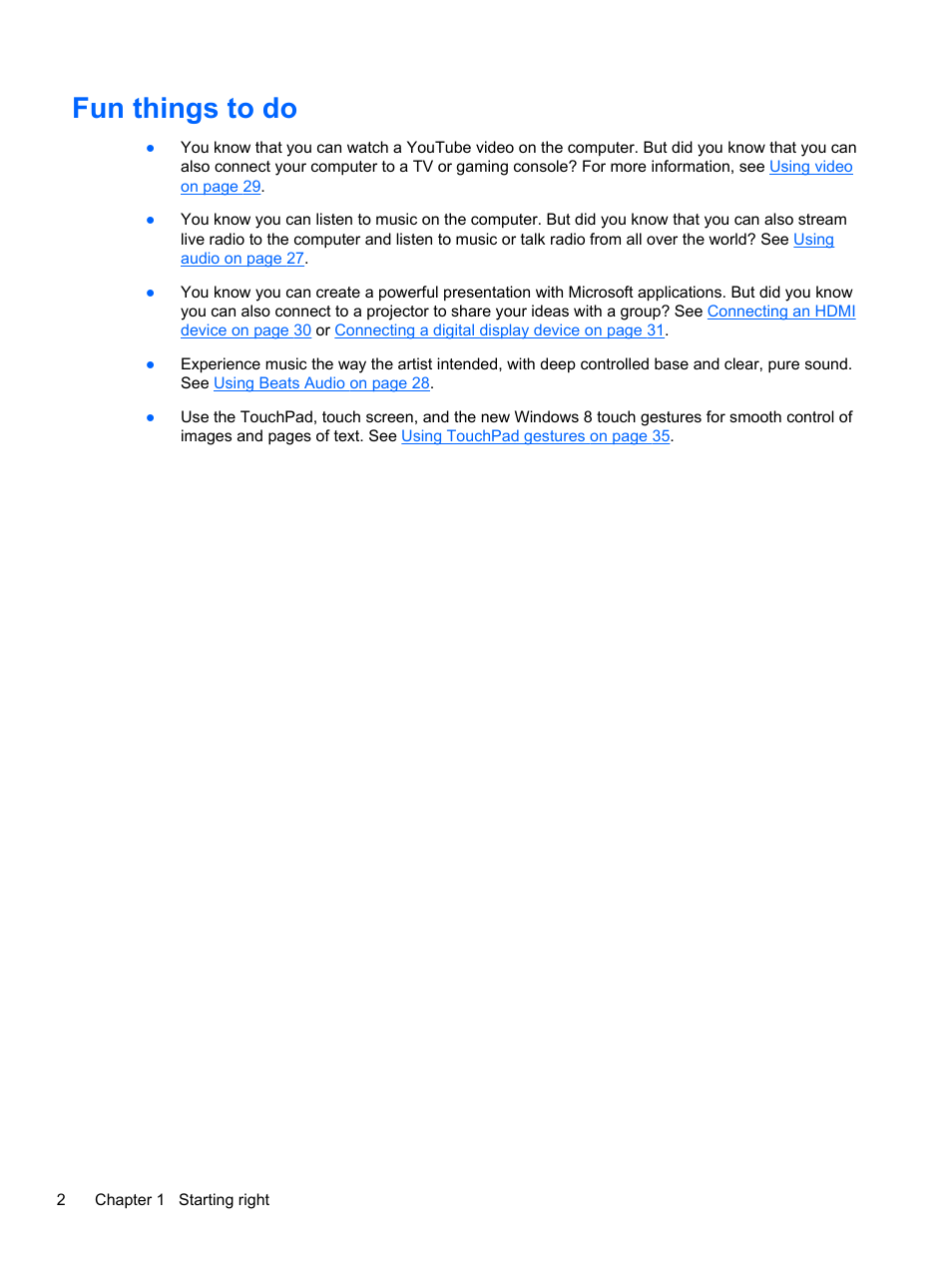 Fun things to do | HP Spectre Ultrabook 14-3210nr User Manual | Page 12 / 96