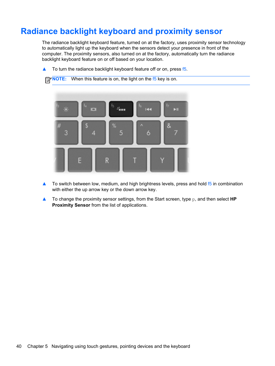 Radiance backlight keyboard and proximity sensor | HP Spectre Ultrabook 14-3210nr User Manual | Page 50 / 96