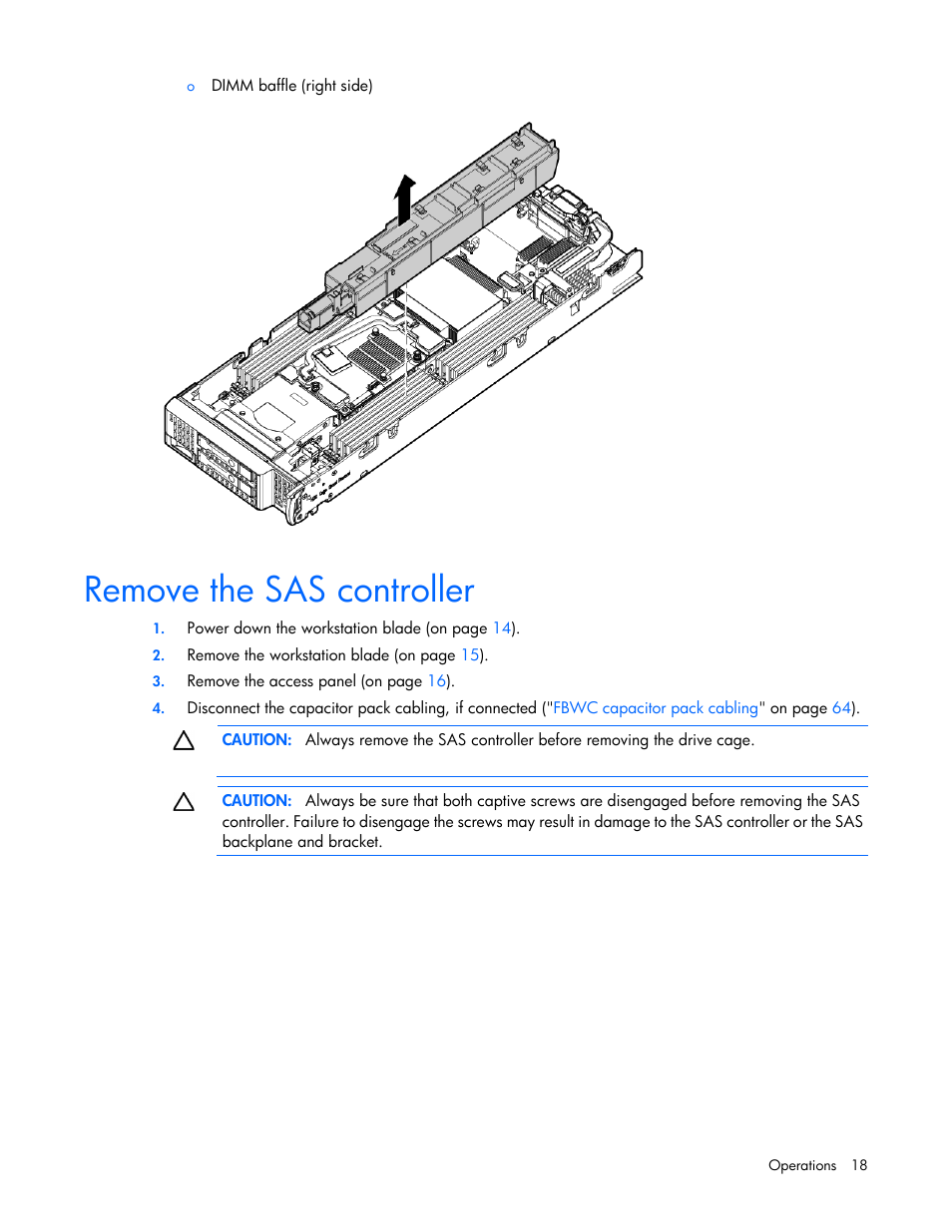 Remove the sas controller | HP ProLiant WS460c Gen8 Graphics Server Blade User Manual | Page 18 / 98