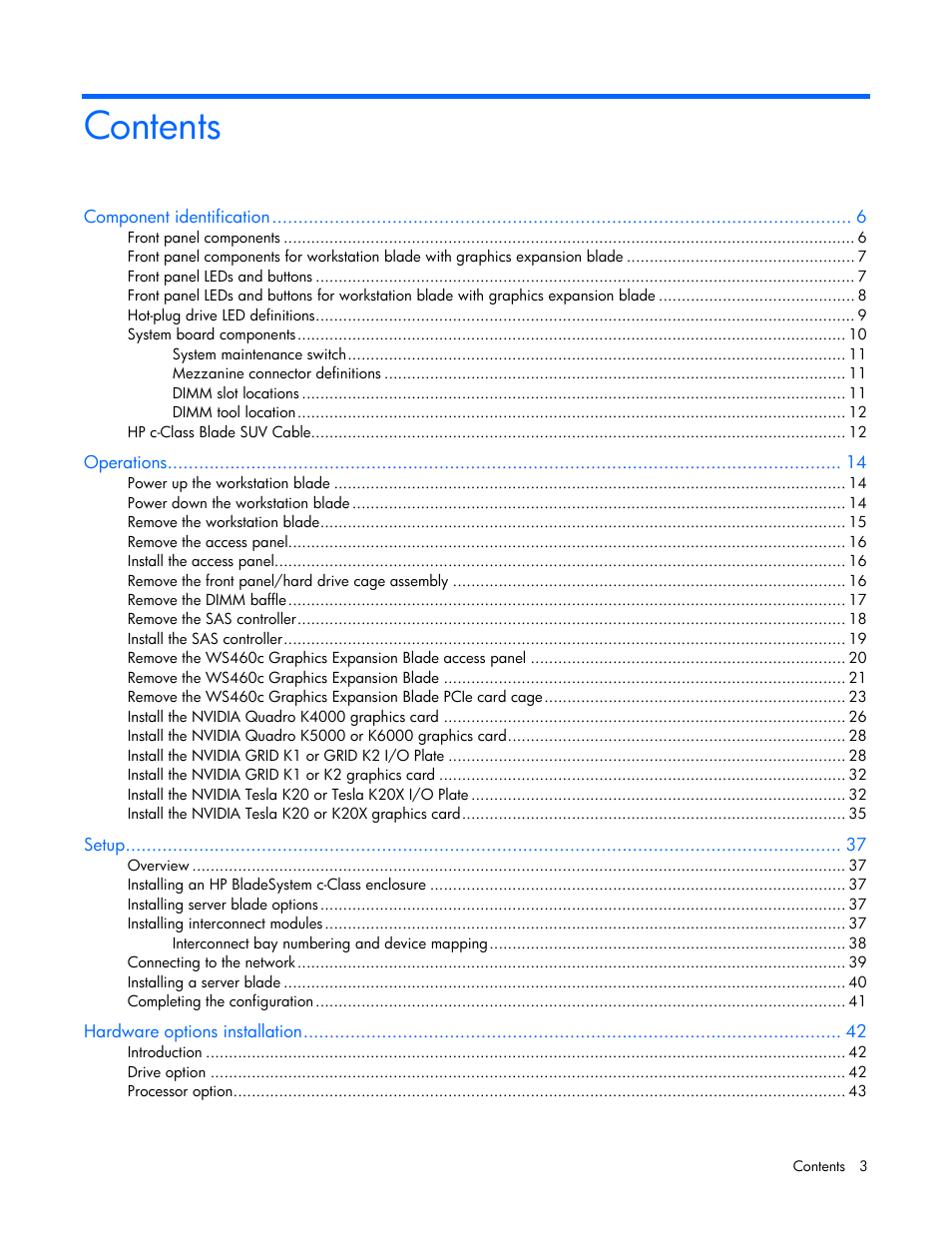 HP ProLiant WS460c Gen8 Graphics Server Blade User Manual | Page 3 / 98