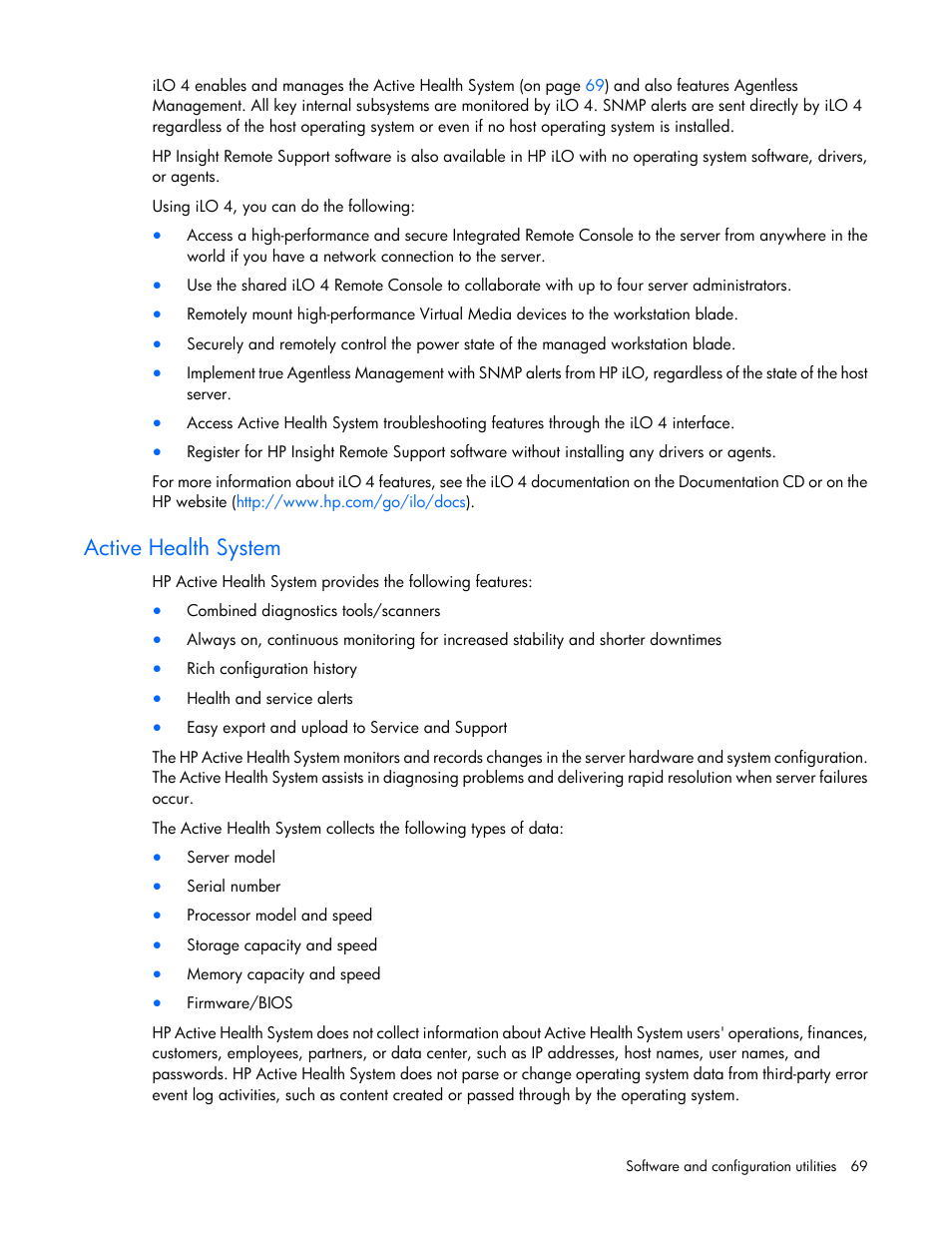 Active health system | HP ProLiant WS460c Gen8 Graphics Server Blade User Manual | Page 69 / 98