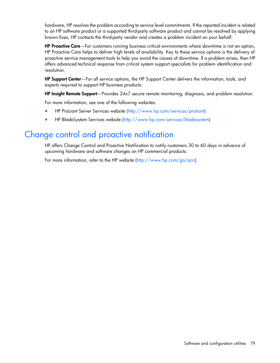 Change control and proactive notification | HP ProLiant WS460c Gen8 Graphics Server Blade User Manual | Page 79 / 98