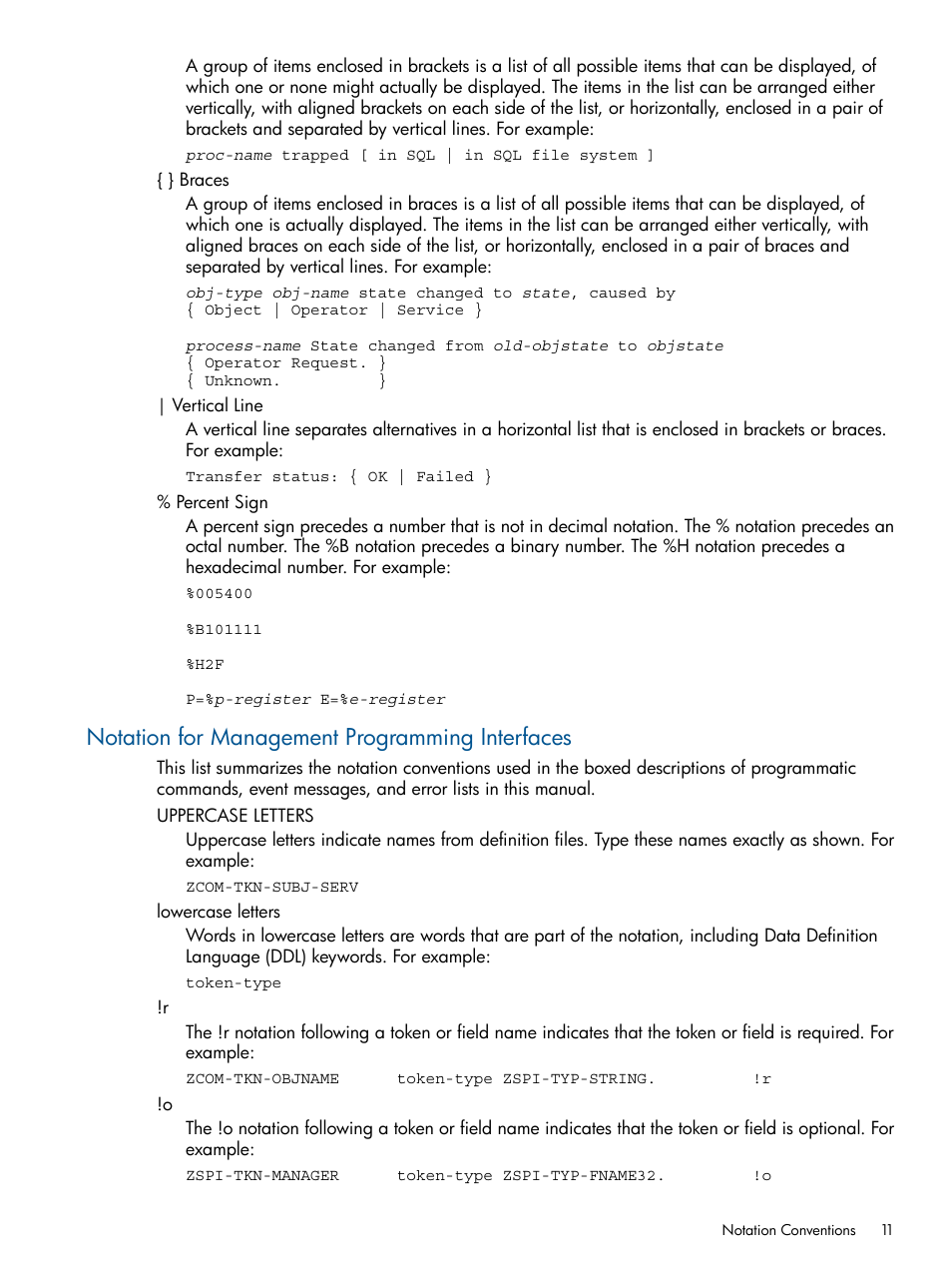 Notation for management programming interfaces | HP Integrity NonStop J-Series User Manual | Page 11 / 351