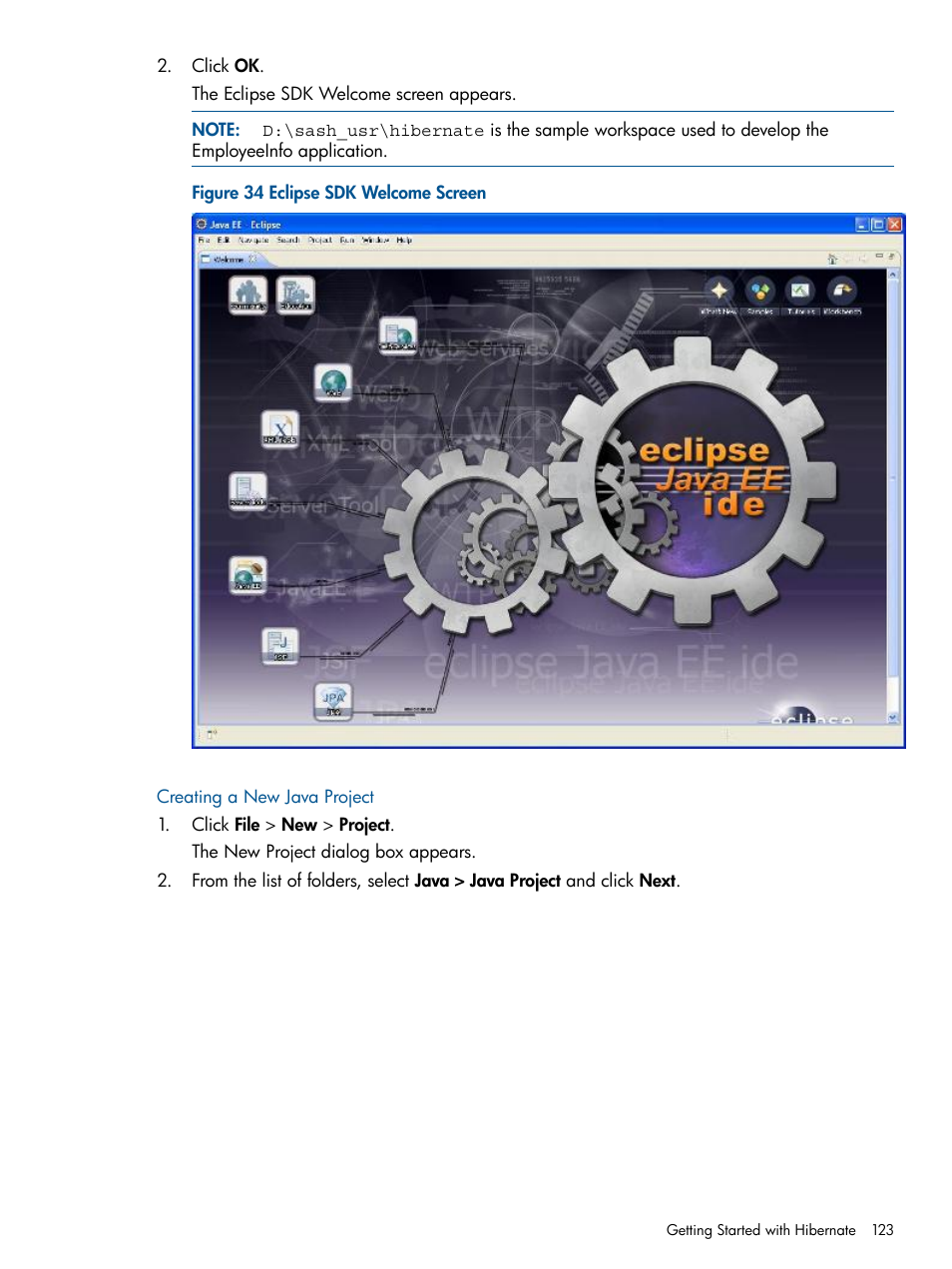 Creating a new java project | HP Integrity NonStop J-Series User Manual | Page 123 / 351