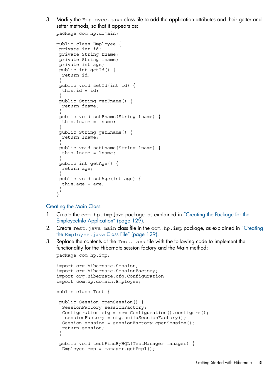 Creating the main class | HP Integrity NonStop J-Series User Manual | Page 131 / 351