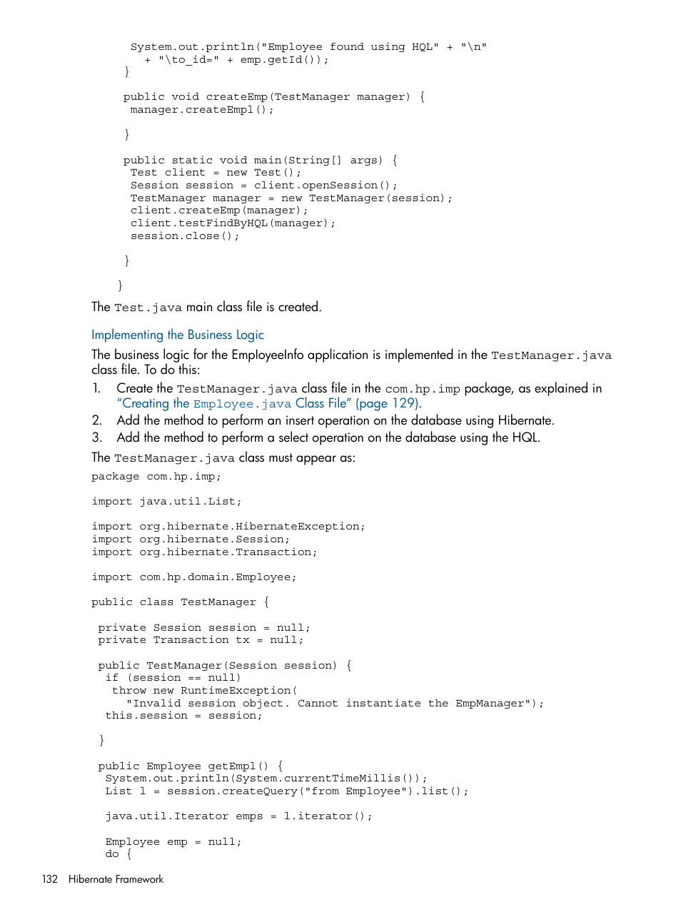 Implementing the business logic | HP Integrity NonStop J-Series User Manual | Page 132 / 351