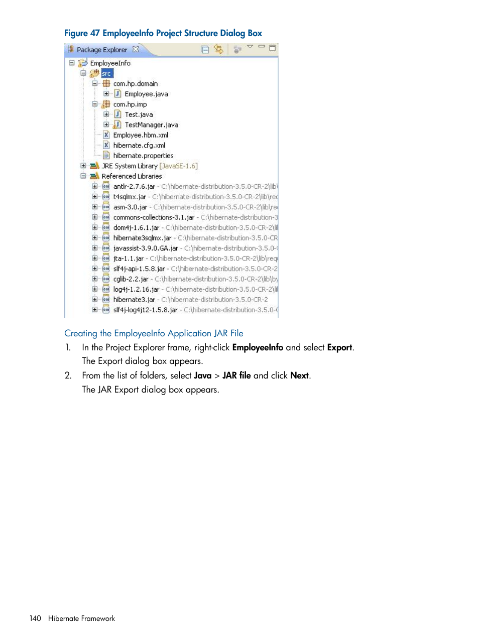 Creating the employeeinfo application jar file | HP Integrity NonStop J-Series User Manual | Page 140 / 351