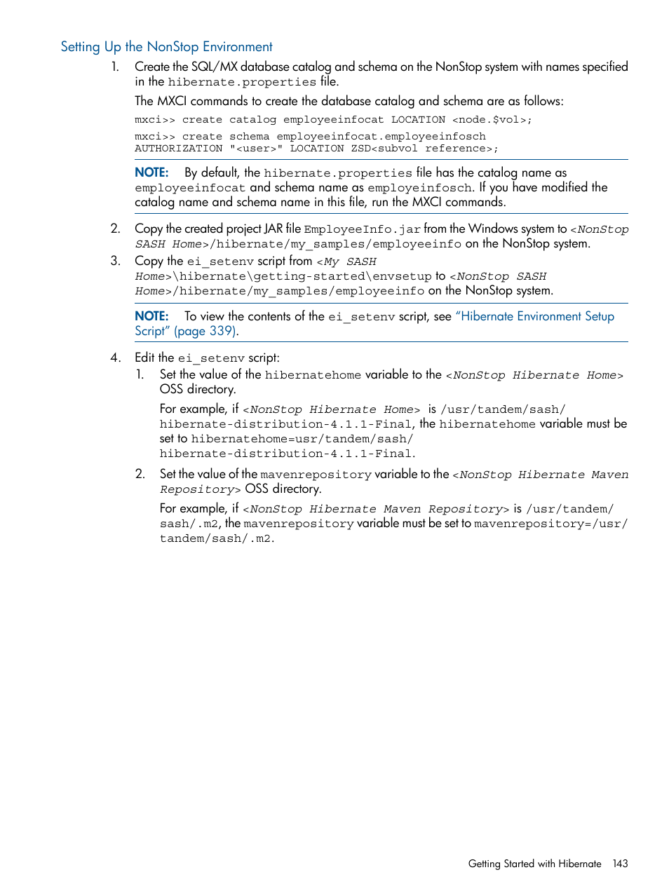 Setting up the nonstop environment | HP Integrity NonStop J-Series User Manual | Page 143 / 351
