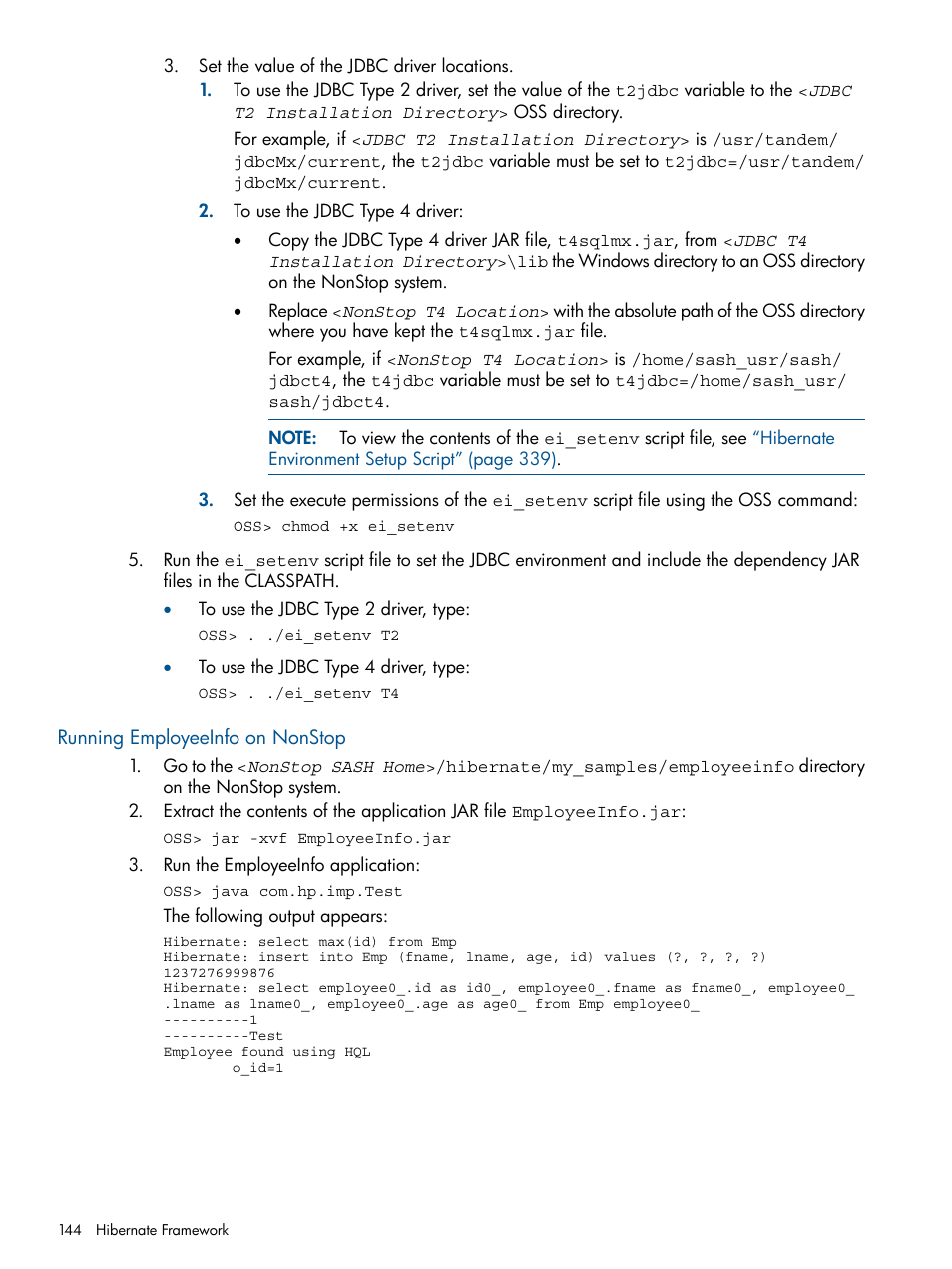 Running employeeinfo on nonstop | HP Integrity NonStop J-Series User Manual | Page 144 / 351