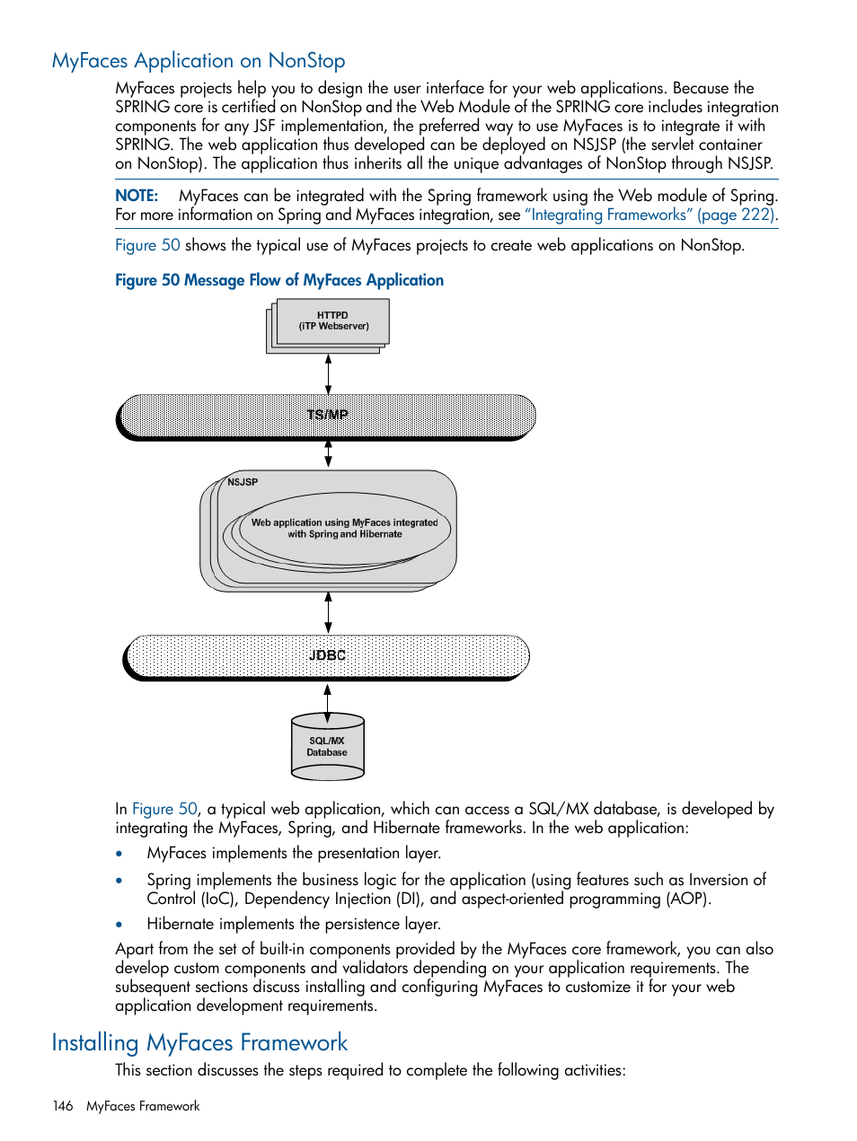 Myfaces application on nonstop, Installing myfaces framework | HP Integrity NonStop J-Series User Manual | Page 146 / 351