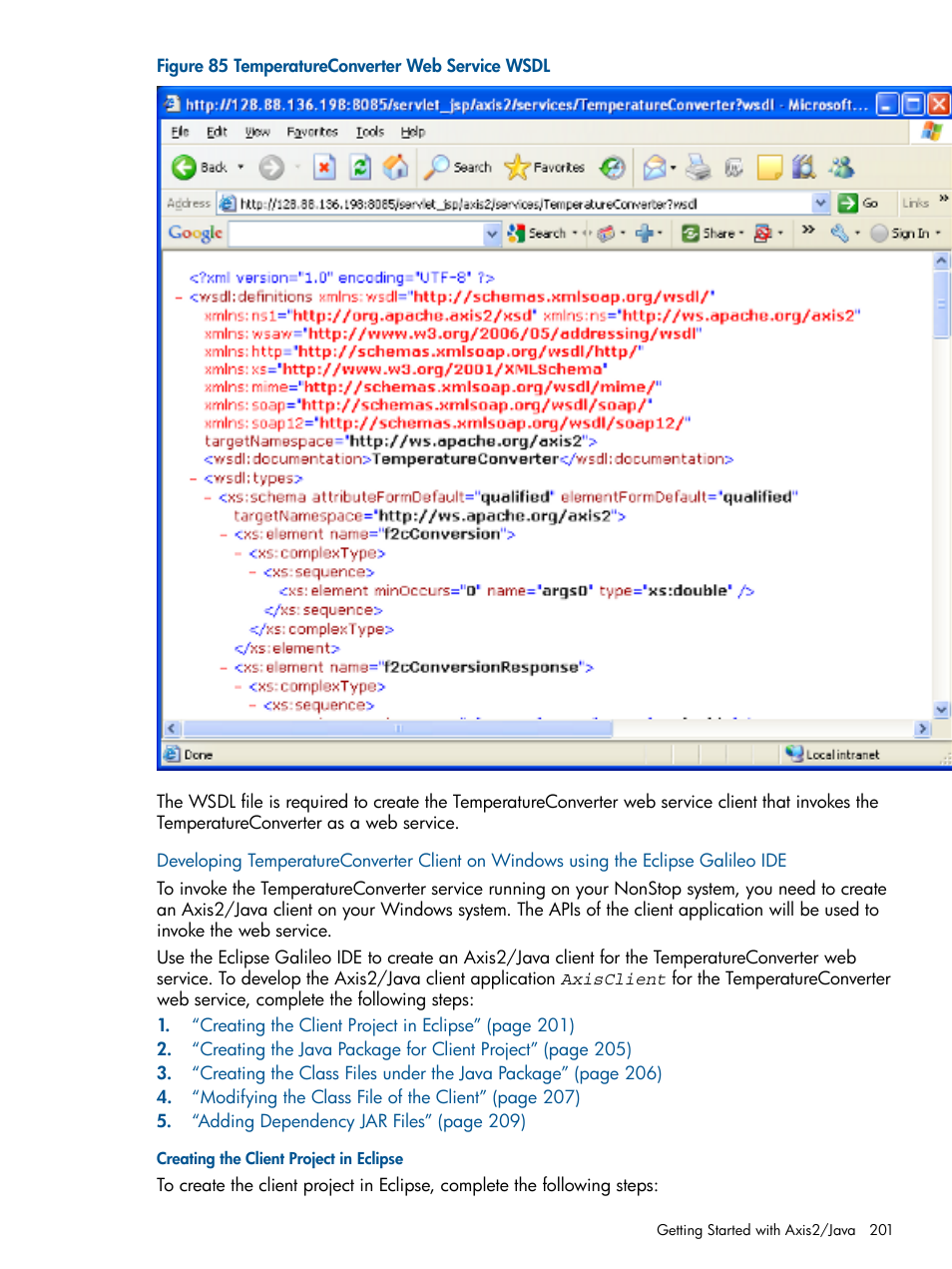 Creating the client project in eclipse | HP Integrity NonStop J-Series User Manual | Page 201 / 351