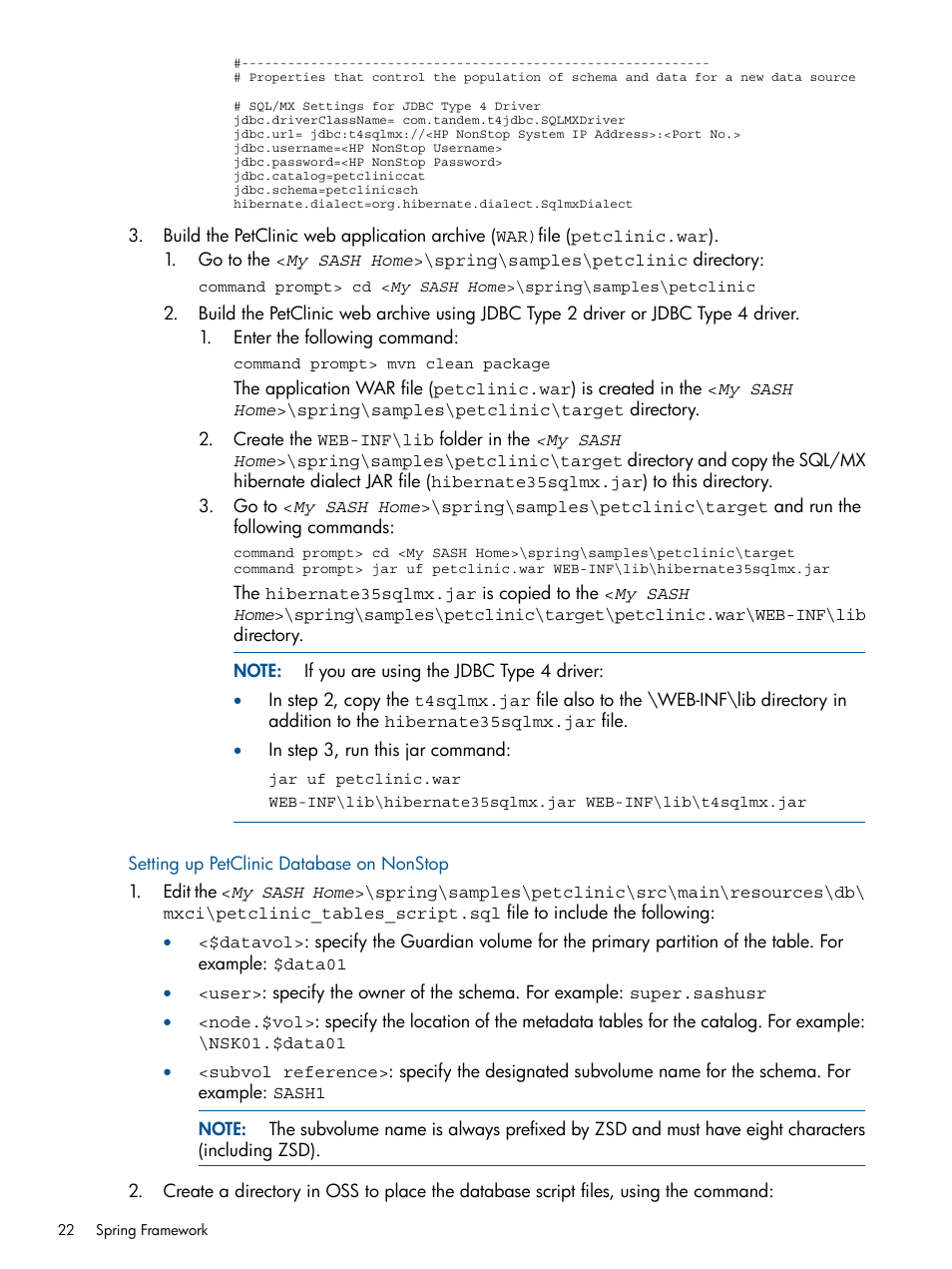 Setting up petclinic database on nonstop | HP Integrity NonStop J-Series User Manual | Page 22 / 351