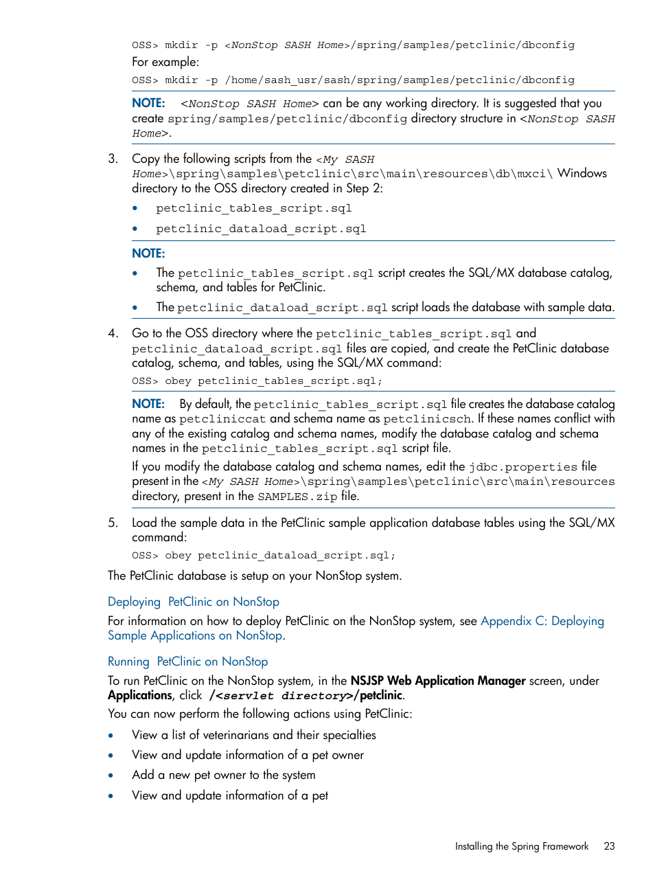 Deploying petclinic on nonstop, Running petclinic on nonstop | HP Integrity NonStop J-Series User Manual | Page 23 / 351